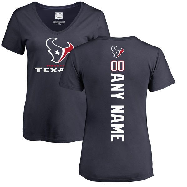 WoMen Houston Texans NFL Pro Line Navy Personalized Backer Slim Fit T-Shirt->->Sports Accessory